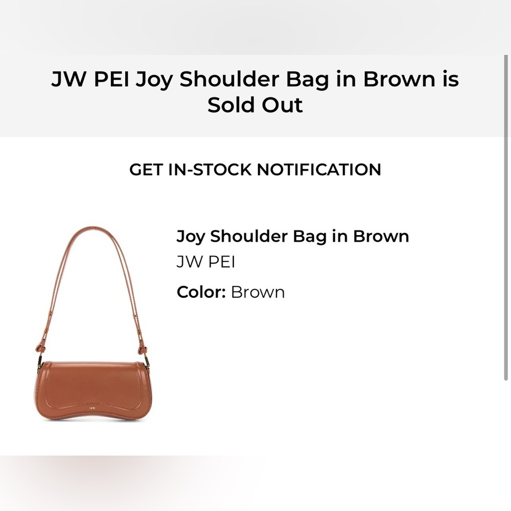 Joy Shoulder Bag in Brown JW PEI NEW WITH TAGS